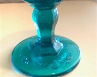 8pc Fenton Wild Rose Madonna inn Turquoise Goblets Glasses	6.75in H	