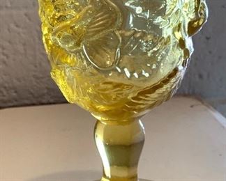 8pc Fenton Wild Rose Madonna inn Gold Amber Goblets Glasses	6.75in H	