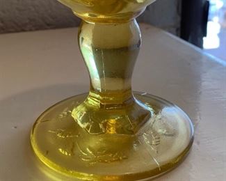 8pc Fenton Wild Rose Madonna inn Gold Amber Goblets Glasses	6.75in H	