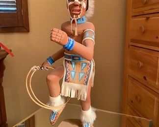 Navajo Kachina Doll Hoop Dancer signed Abe Jones	17in tall	