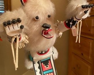 Kachina Doll White Bear Signed El Fulargo	14.5in tall	