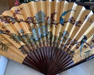5ft Chinese Hand Painted Decorative Wall Fan	60in w x 35in long	
