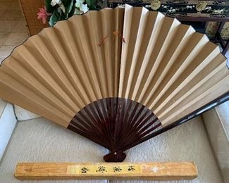 5ft Chinese Hand Painted Decorative Wall Fan	60in w x 35in long	