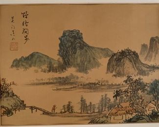 #1 Japanese Silk Painting Landscape	16x20x1.5in	HxWxD
