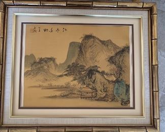 #2 Japanese Silk Painting Landscape	18x22x1.5in	HxWxD