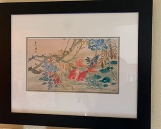 Japanese Coy Fish Print Framed	19x23in	