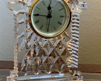 Waterford Crystal Gold Faced Carriage Clock	7.25in H x 5.5in W x 2in D	HxWxD