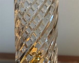 Waterford Crystal & Brass Wyndham Hurricane Candle Holder John Connolly Signed	10.5in H x 5.5in Diameter (at base)	HxWxD