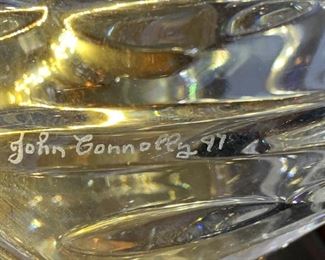 Waterford Crystal & Brass Wyndham Hurricane Candle Holder John Connolly Signed	10.5in H x 5.5in Diameter (at base)	HxWxD