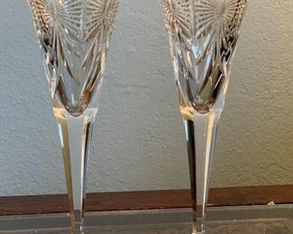 2pc Waterford Crystal Millennium Toasting Flutes Happiness PAIR	9.25in H	