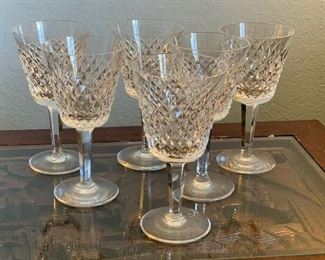 6pc Waterford Crystal Alana Claret Wine Glasses	5 7/8” H x 3 1/8” Diameter at top	