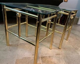 2 Gold Frame Glass Top End Tables	24x18x24in	HxWxD
