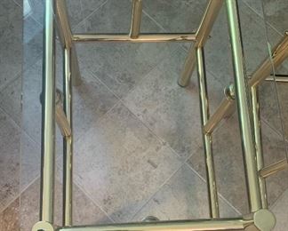 2 Gold Frame Glass Top End Tables	24x18x24in	HxWxD