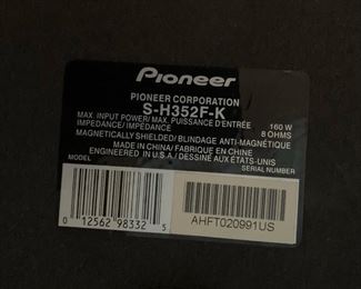 Pioneer S-H352F-K Speakers PAIR	33x9x10in	HxWxD