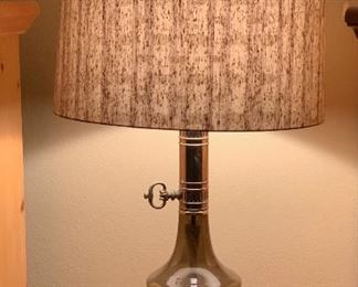 Vintage Smoked Grey Glass Vase lamp	48in H x 21in Diameter	