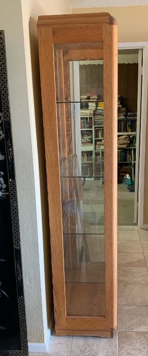 Oak & Glass Display Case/Shelf	76x30x16in	HxWxD
