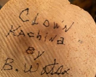 Kachina Doll Clown Kachina Signed B. Wats	8.5in tall	