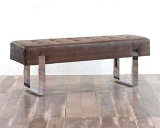 Contemporary Brown Tufted Boudoir Bench
