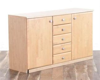 Contemporary Blonde Finish Credenza