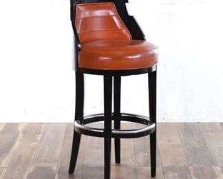 Contemporary Orange Barrel Back Bar Stool