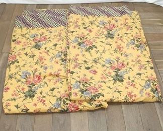 Pair Cottage Chic Yellow Floral Curtains