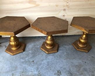 3 short gold tables