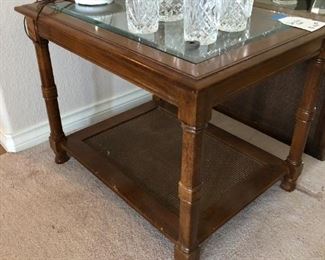 End tables w cane/glass inserts