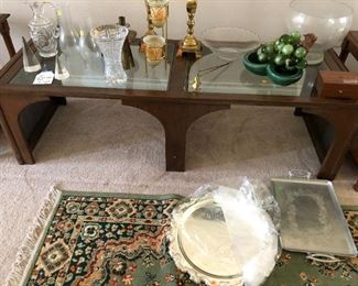 Matching coffee table with cane inserts