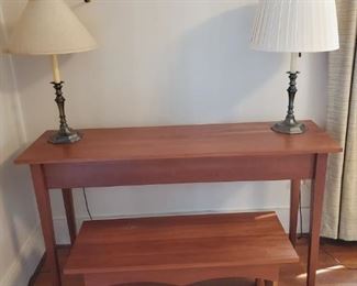 Sofa Table, Bench, 2 Lamps