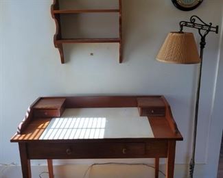 Desk, Lamp, Shelf Clock