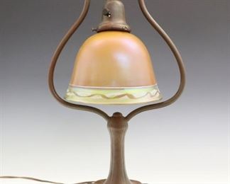 Handel boudoir lamp with Steuben Intarsia shade
