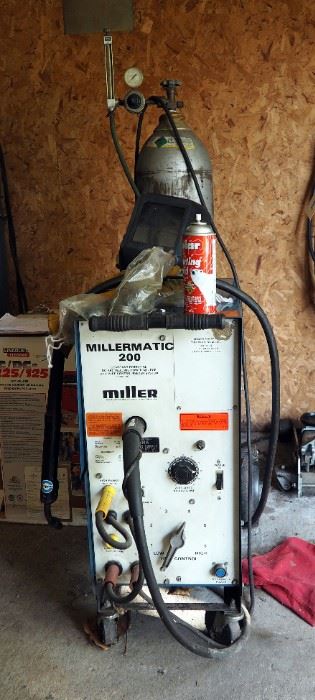 Millermatic 200 Wire Feed Welder, Includes CO2 Tank, Torch, And Jackson Welding Hood