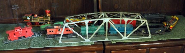 Vintage Metal Model Train Cars, Engines, Track And Bridge Includes Plastic Cars And More