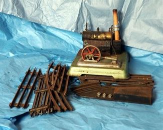 Fleischmann Stationary Steam Engine 35/2 And Electric Metal Train Track Components Including Transformers