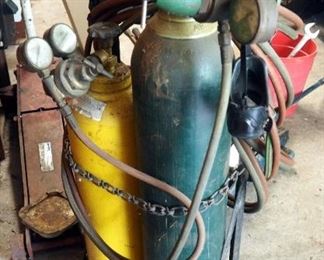 Oxygen And Acetylene Torch Welding Setup, Includes 2-Wheel Cart, Tanks, Hose, And Victor Welding Torch