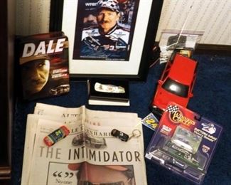 Dale Earnhardt Collectibles Including DVD Commemorative Box Set, Framed Print, Winners Circle Di-cast Car, Pocket Knife And More