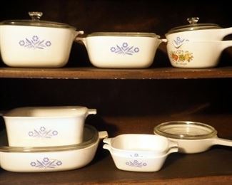 Corning Ware Corn Flower Blue Casserole Dishes, Some With Lids QTY. 9