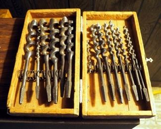 Antique Auger Drill Bit Set QTY. 14 Includes Wood Case