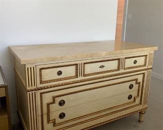 Julia Gray of New York fine painted Italian chest with faux marble top, supported by a pair of full of drawers on tapering legs  33"H X 50"W X 22.5"D (Picture 1 of 3).  Sale Price $600