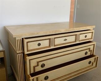Julia Gray of New York fine painted Italian chest with faux marble top, supported by a pair of full of drawers on tapering legs  33"H X 50"W X 22.5"D (Picture 2 of 3).  Sale Price $600