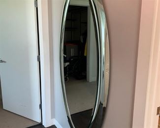 This stunning oversized mirror measures 60"H X 38"W in a solid silver finish.  Sale Price $125