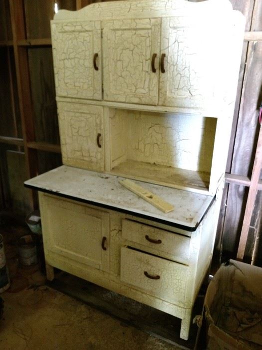 Antique hoosier cabinet with flour sifter
