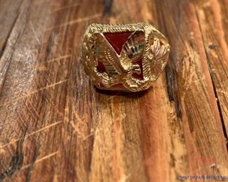 GOLD Men's Ring with Carnelian 