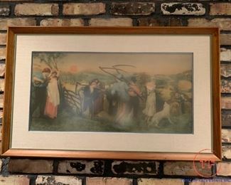 "Harvest Moon" an etching by Robert Walker Macbeth after George Hemming Mason - Hand Colored