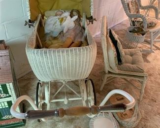 Antique Wicker Baby Carriage