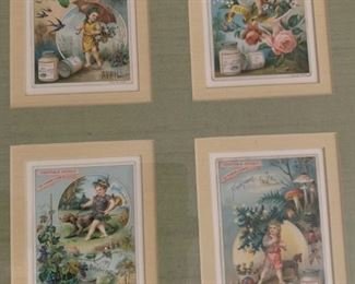 Framed Set of Antique German Victorian Trading Cards