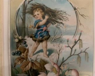 Framed Set of Antique German Victorian Trading Cards