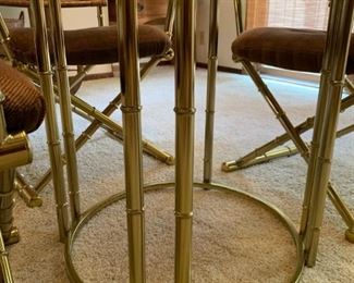 Vintage MILO BAUGHMAN Style Faux Brass Bamboo with Bamboo Lattice Table and Chair Set by DAYSTROM