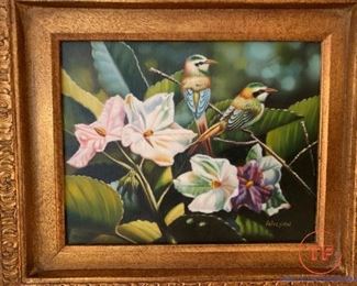 Original Oil on Board Framed Painting by WILSON in Ornate Gold Frame