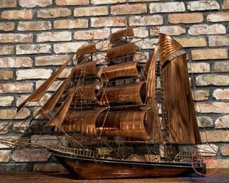 Hand Made Metal Sail Ship Art